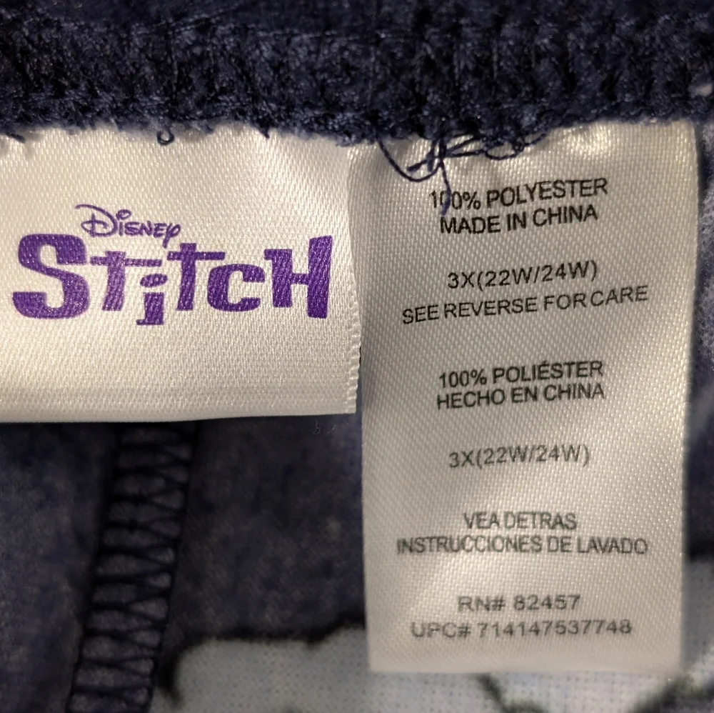 Disney Lilo & Stitch Women's 3X Velour‎ Super Soft Space Pajama Pants Pockets